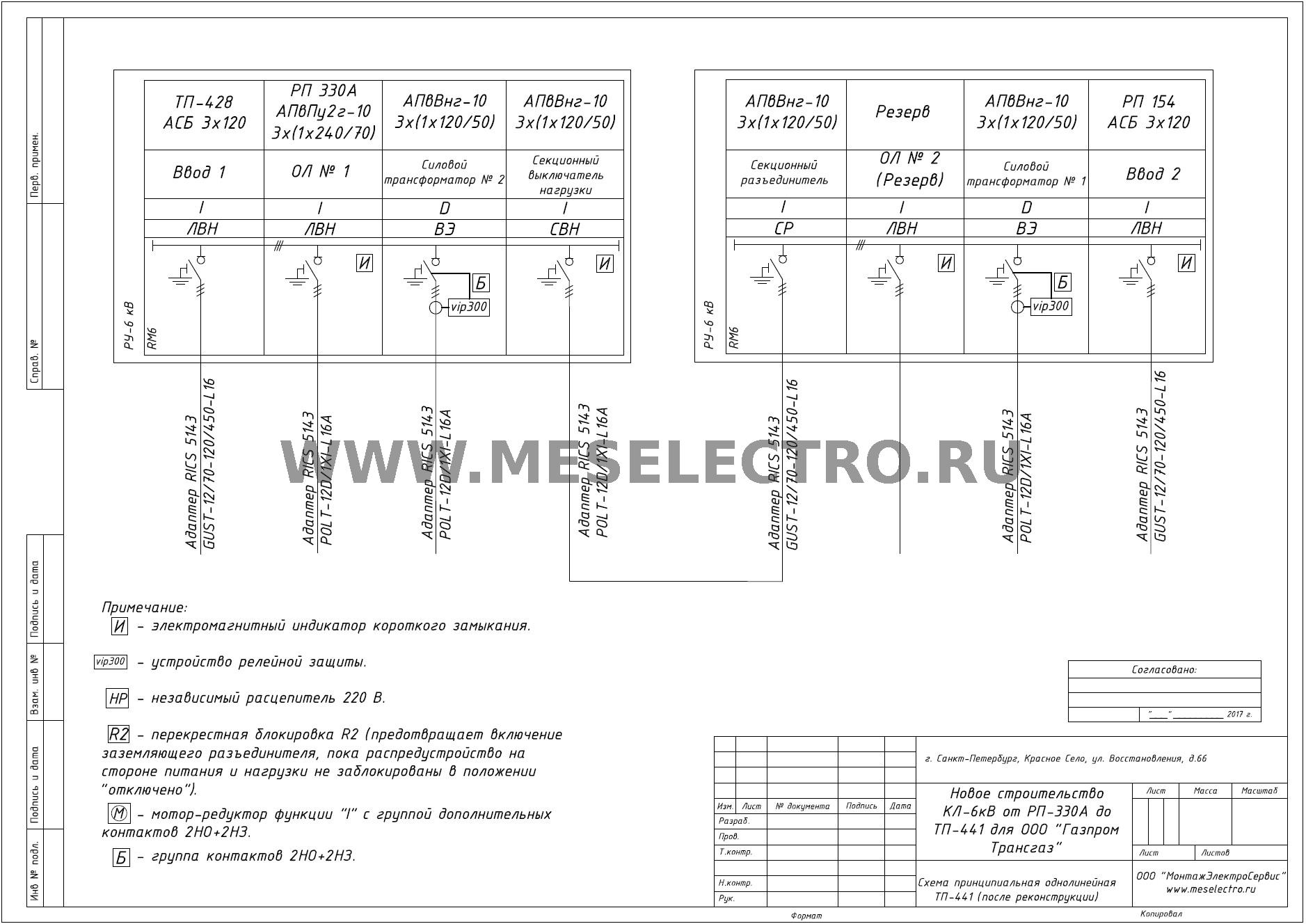 Однолинейная схема rm6